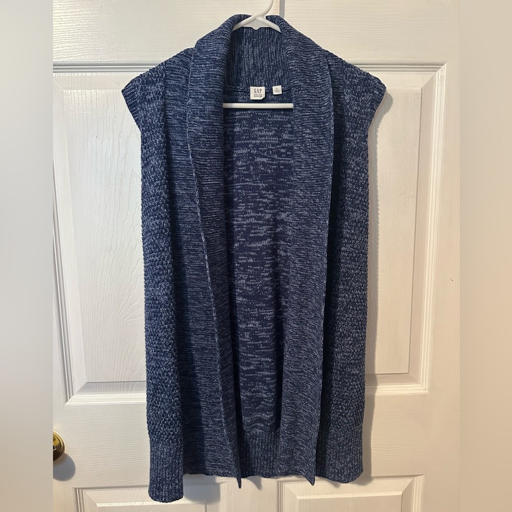 GAP Blue Knit Sleeveless Cardigan Open Sweater Vest